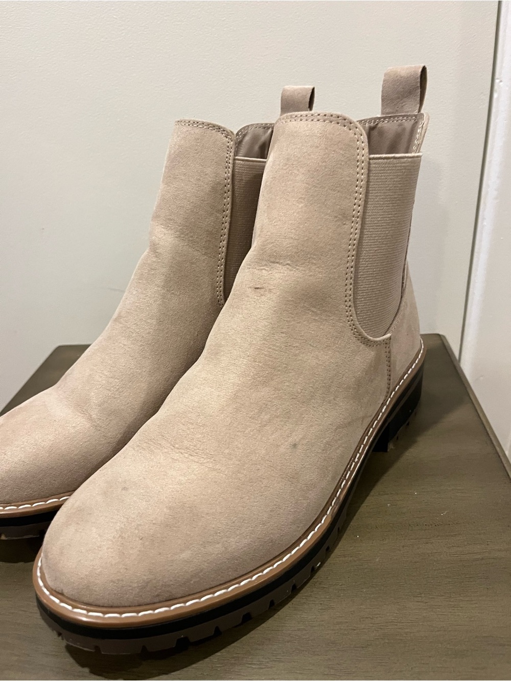 Kensie Taupe Suede Chelsea Ankle Boots